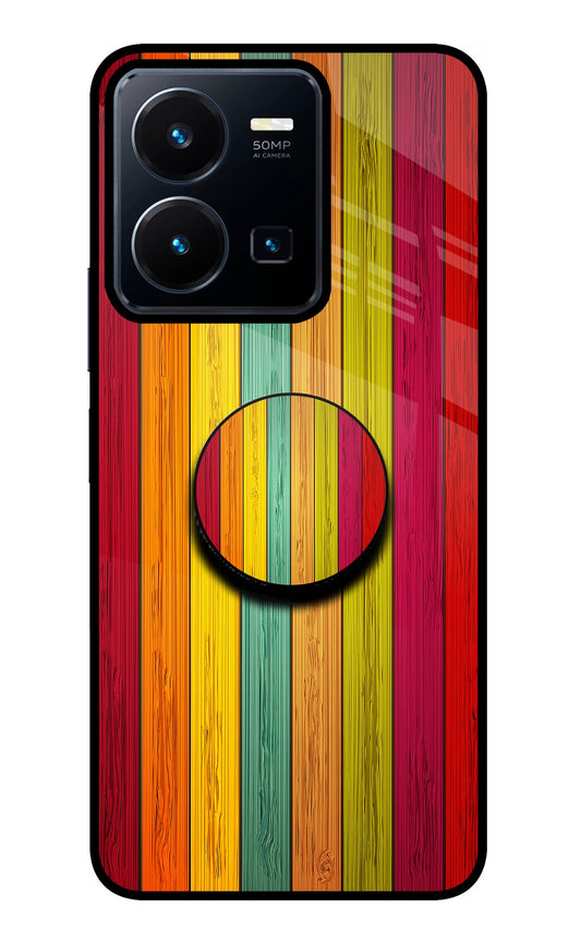 Multicolor Wooden Vivo Y35 Glass Case