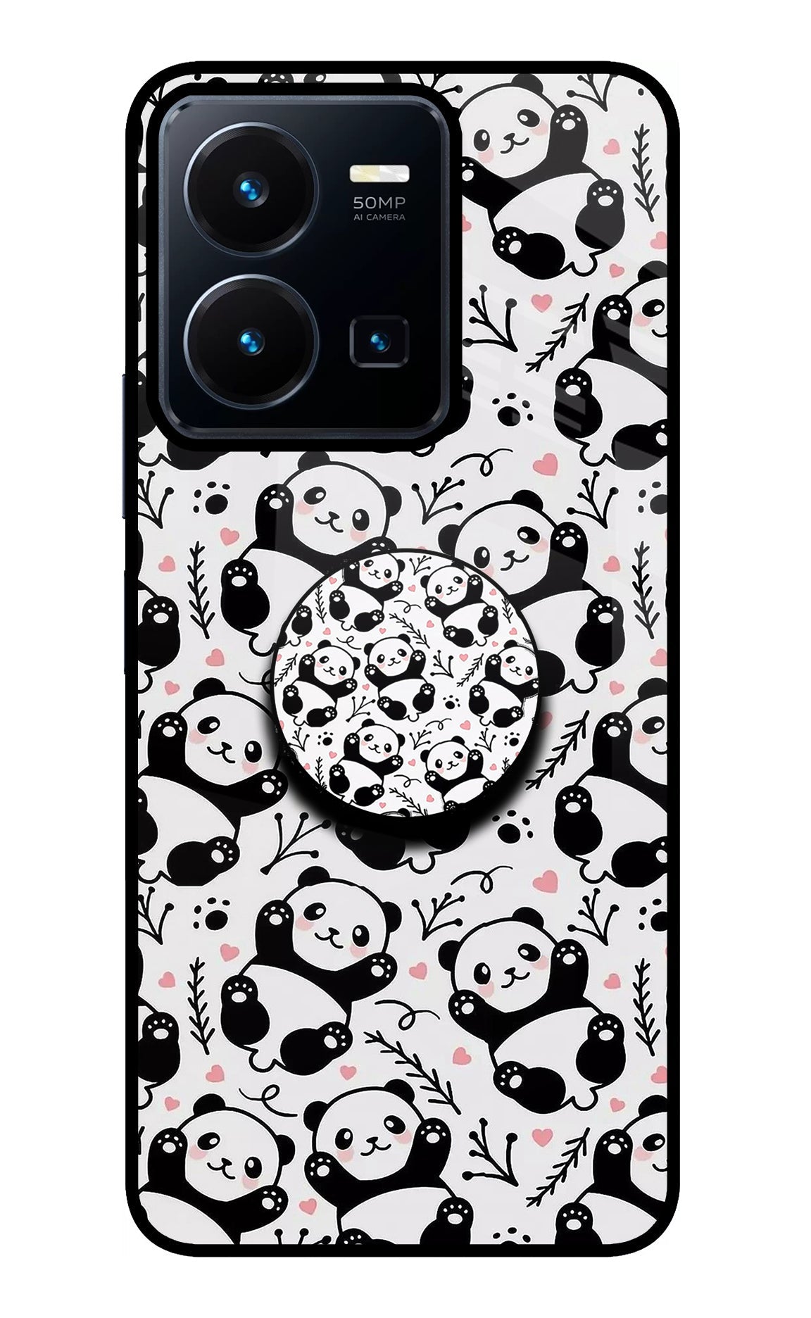 Cute Panda Vivo Y35 Glass Case
