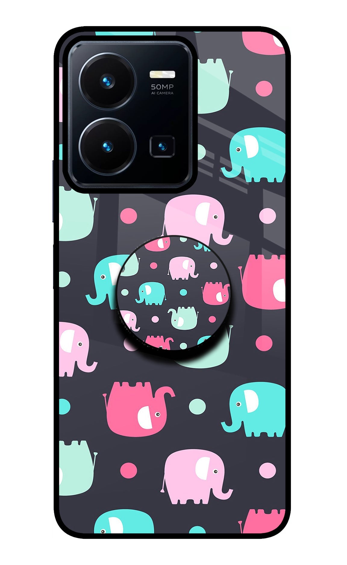 Baby Elephants Vivo Y35 Glass Case