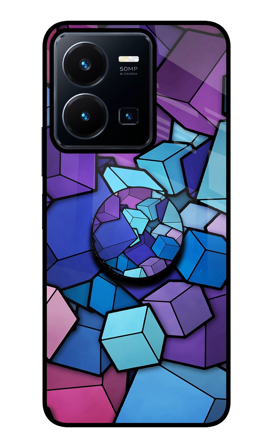 Cubic Abstract Vivo Y35 Glass Case