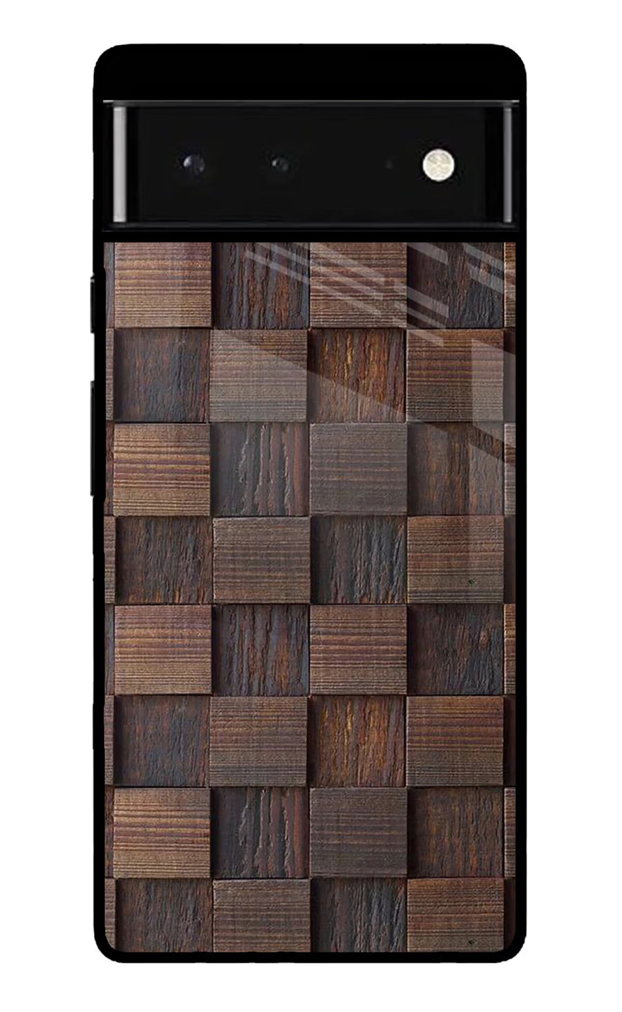 Wooden Cube Design Google Pixel 6 Back Cover, Glass case
