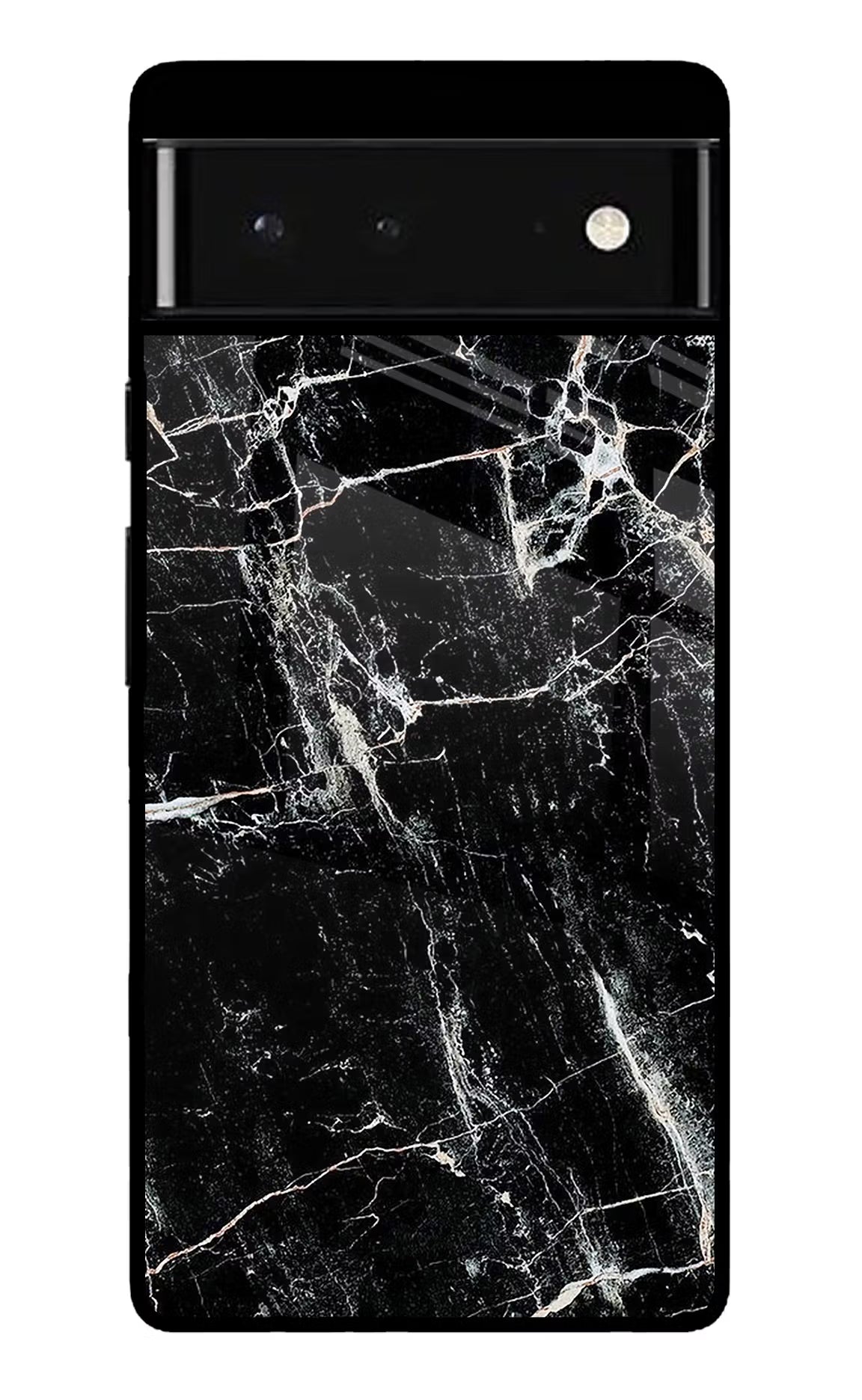 Black Marble Texture Google Pixel 6 Glass Case Back Cover by Casekaro