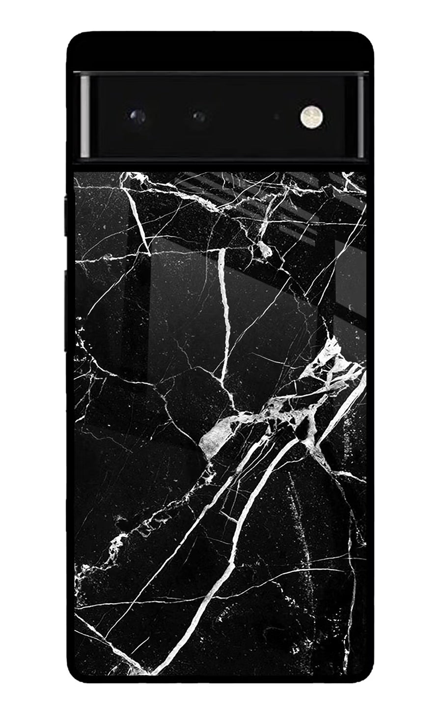 Black Marble Pattern Google Pixel 6 Back Cover, Glass case