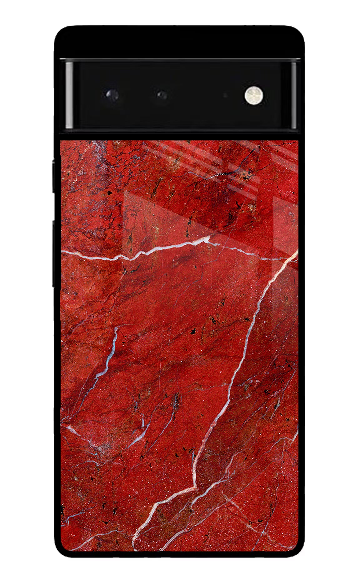 Red Marble Design Google Pixel 6 Glass Case Back Cover by Casekaro