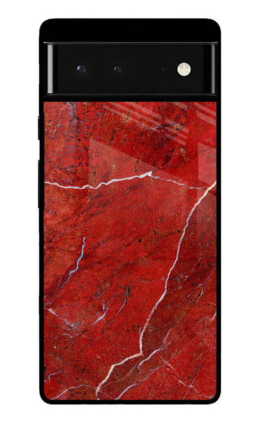 Red Marble Design Google Pixel 6 Glass Case