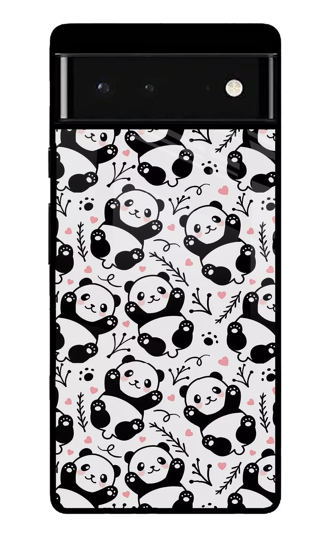 Cute Panda Google Pixel 6 Glass Case Back Cover by Casekaro