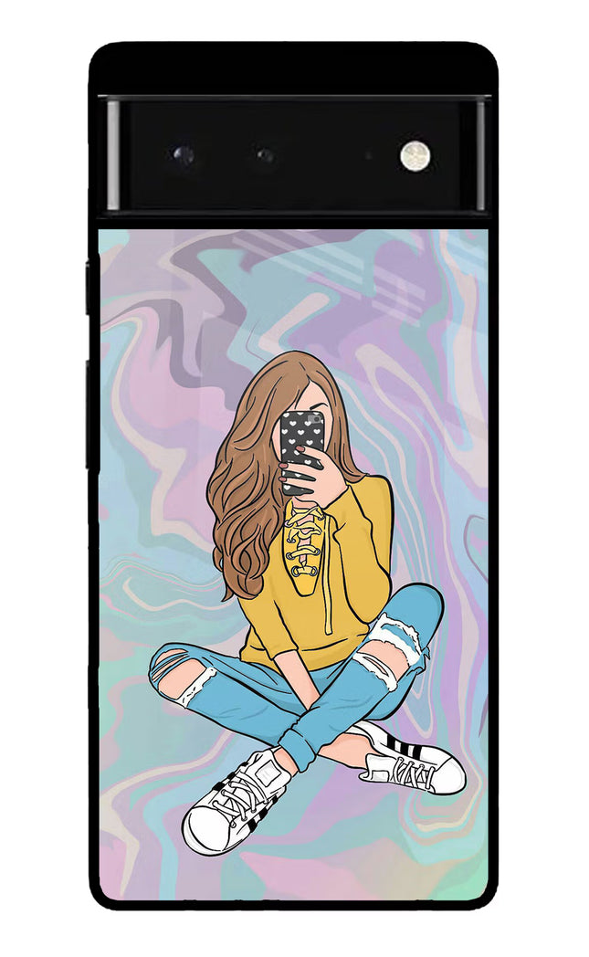 Selfie Girl Google Pixel 6 Glass Case