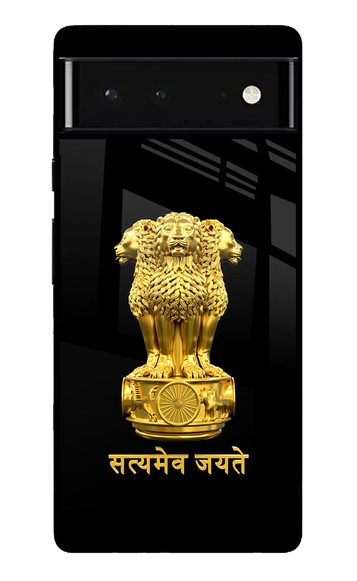 Satyamev Jayate Golden Google Pixel 6 Glass Case Back Cover by Casekaro