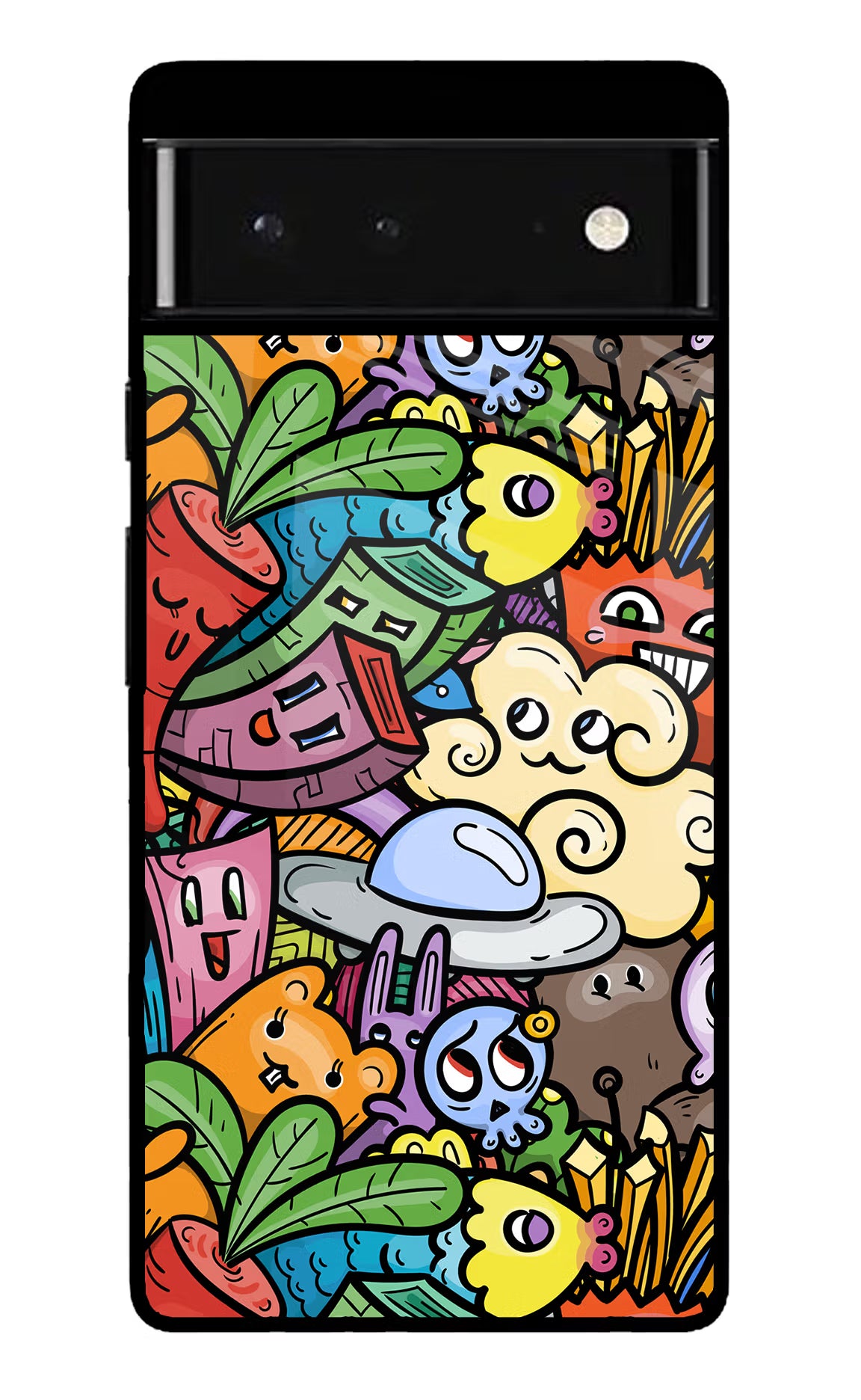 Veggie Doodle Google Pixel 6 Glass Case Back Cover by Casekaro