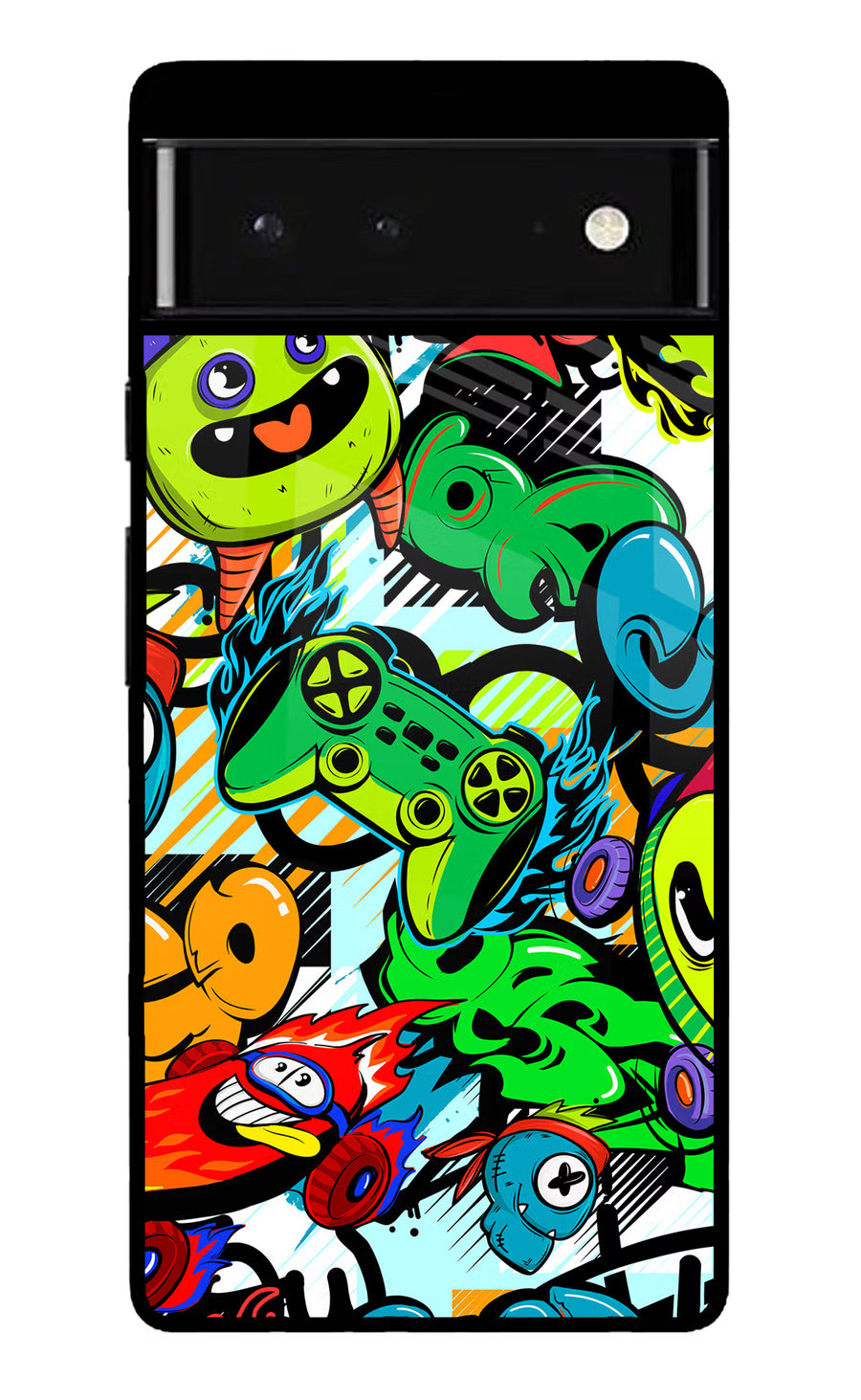 Game Doodle Google Pixel 6 Back Cover, Glass case