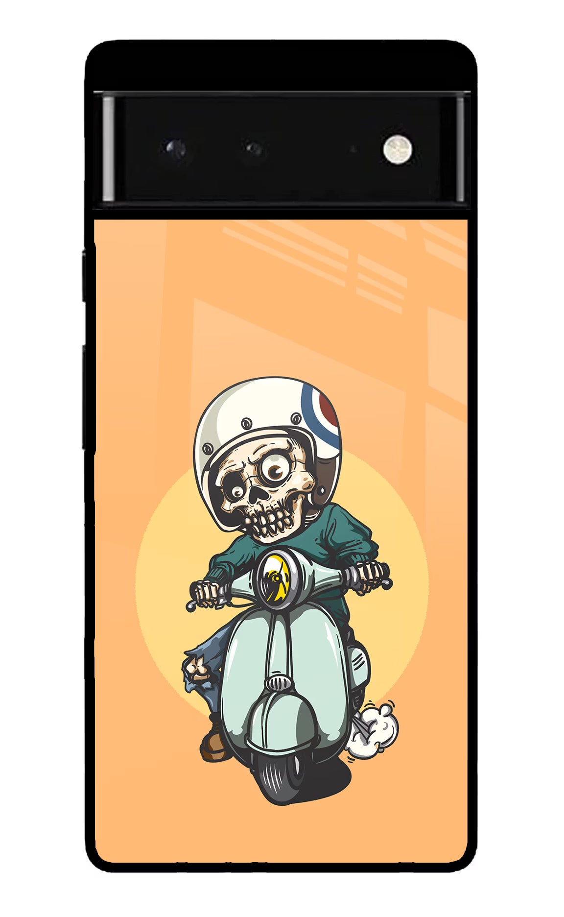 Undead Biker Google Pixel 6 Glass Case Back Cover by Casekaro