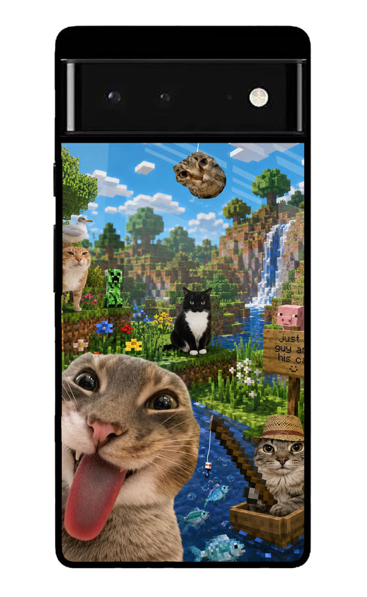 Minecraft Cat Chaos Google Pixel 6 Glass Case