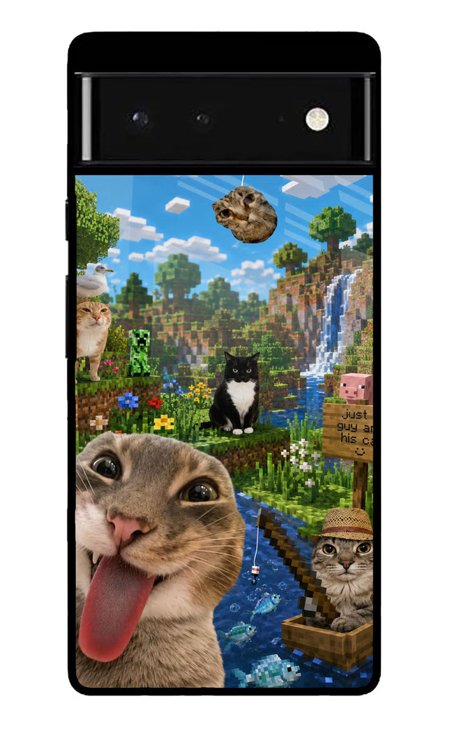 Minecraft Cat Chaos Google Pixel 6 Glass Case