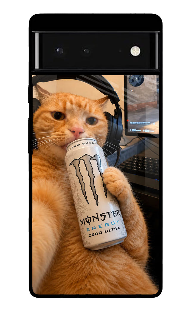 Gamer Cat Energy Google Pixel 6 Glass Case