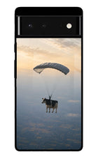 Skydiving Cow Google Pixel 6 Glass Case