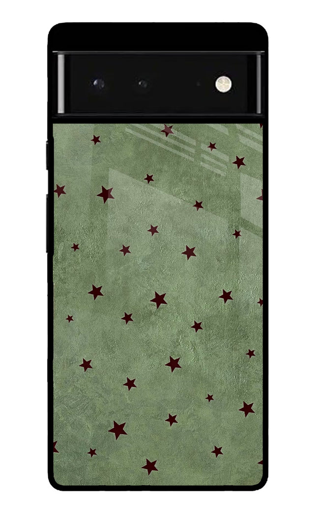 Green Stars Google Pixel 6 Glass Case