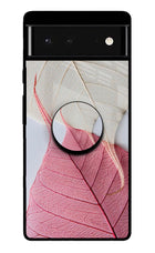 White Pink Leaf Google Pixel 6 Pop Case by Casekaro