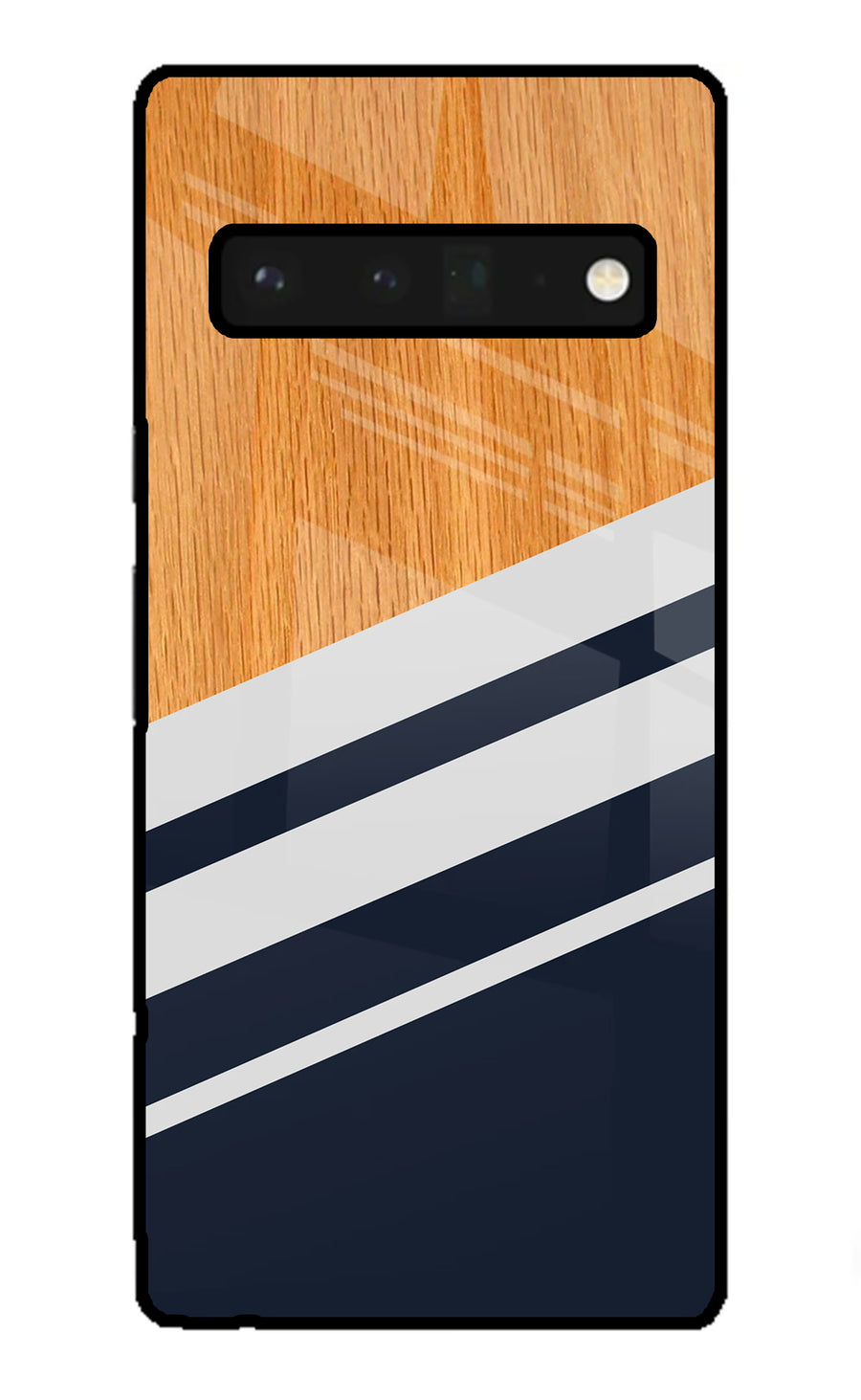 Blue and white wooden Google Pixel 6 Pro Back Cover, Glass case