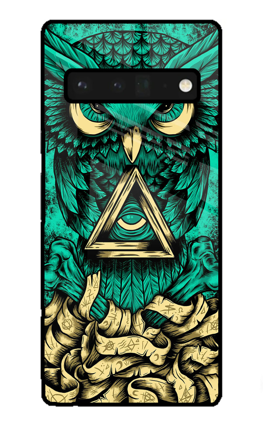Green Owl Google Pixel 6 Pro Back Cover, Glass case