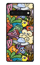 Veggie Doodle Google Pixel 6 Pro Glass Case Back Cover by Casekaro