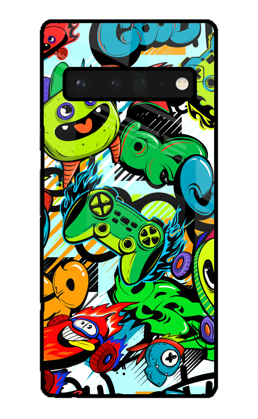Game Doodle Google Pixel 6 Pro Back Cover, Glass case