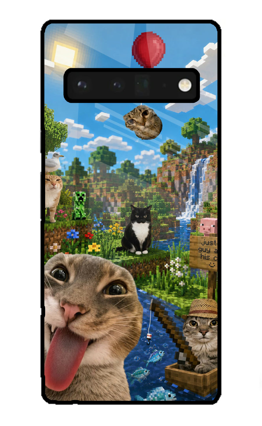 Minecraft Cat Chaos Google Pixel 6 Pro Back Cover, Glass case