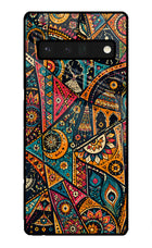 Folk Print Google Pixel 6 Pro Glass Case Back Cover by Casekaro