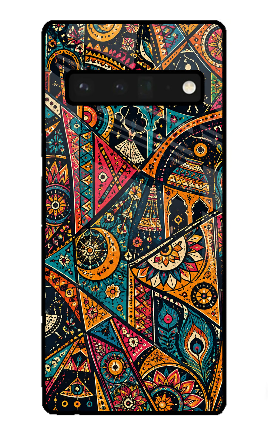 Folk Print Google Pixel 6 Pro Back Cover, Glass case