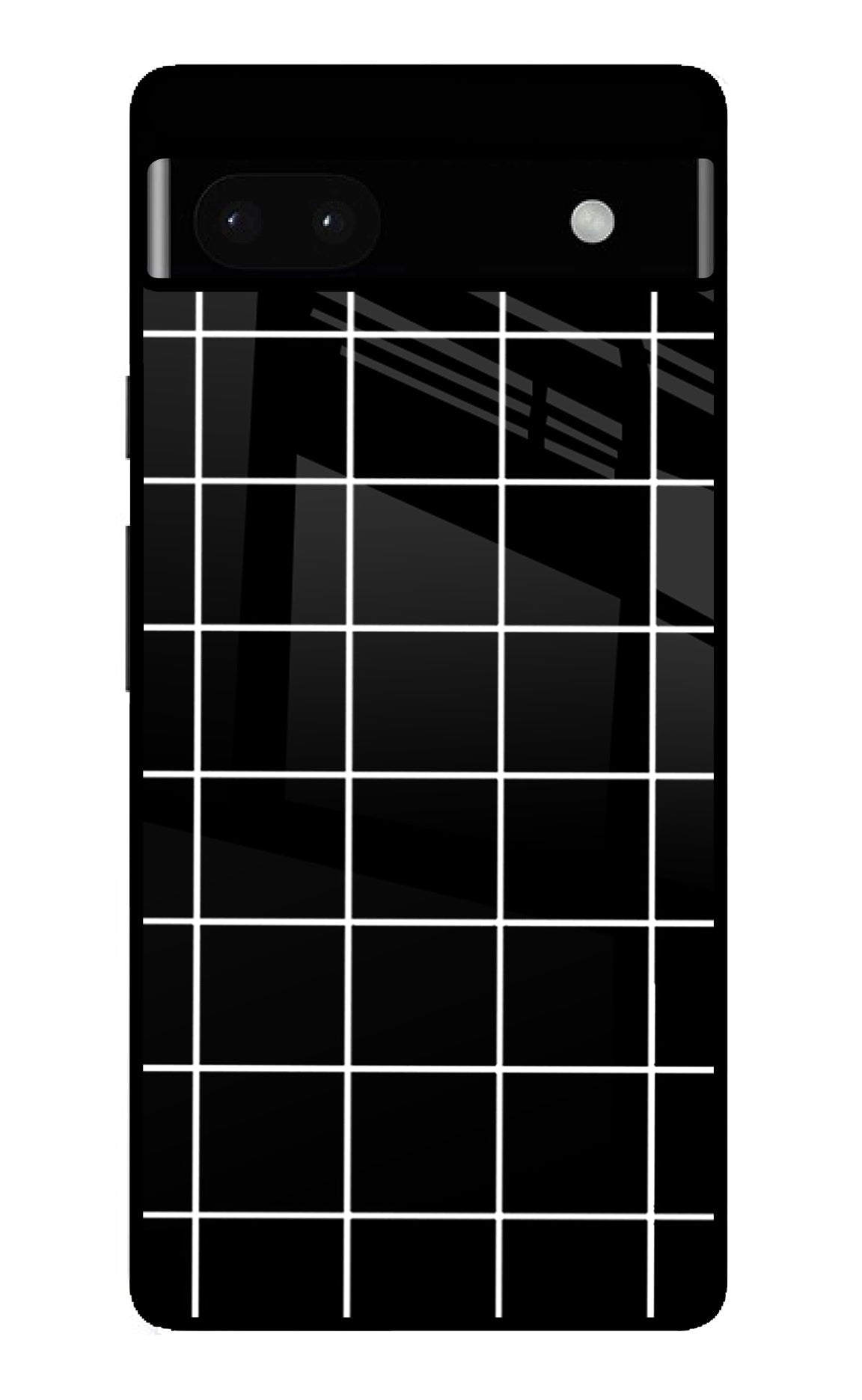 White Grid Google Pixel 6A Glass Case