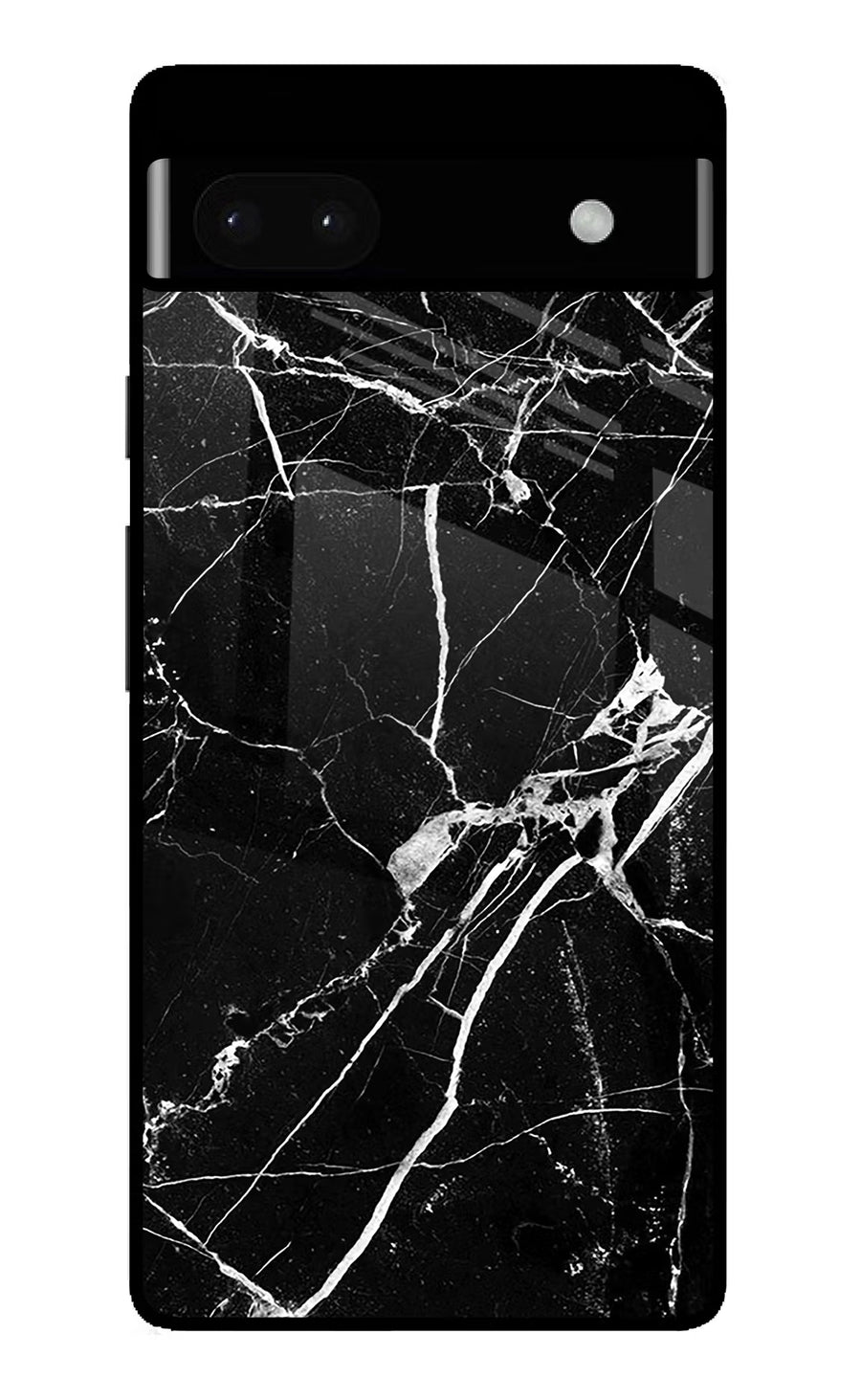 Black Marble Pattern Google Pixel 6A Back Cover, Glass case