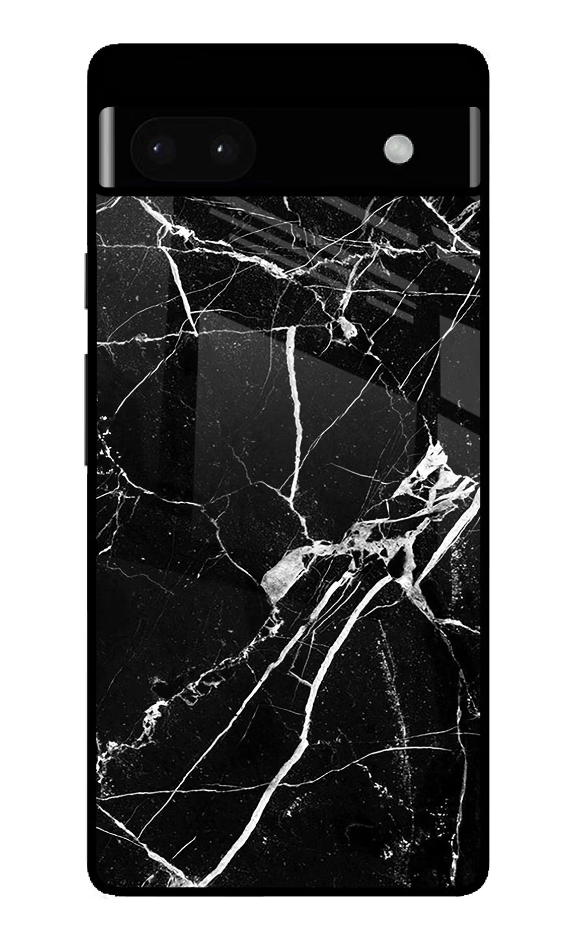 Black Marble Pattern Google Pixel 6A Glass Case