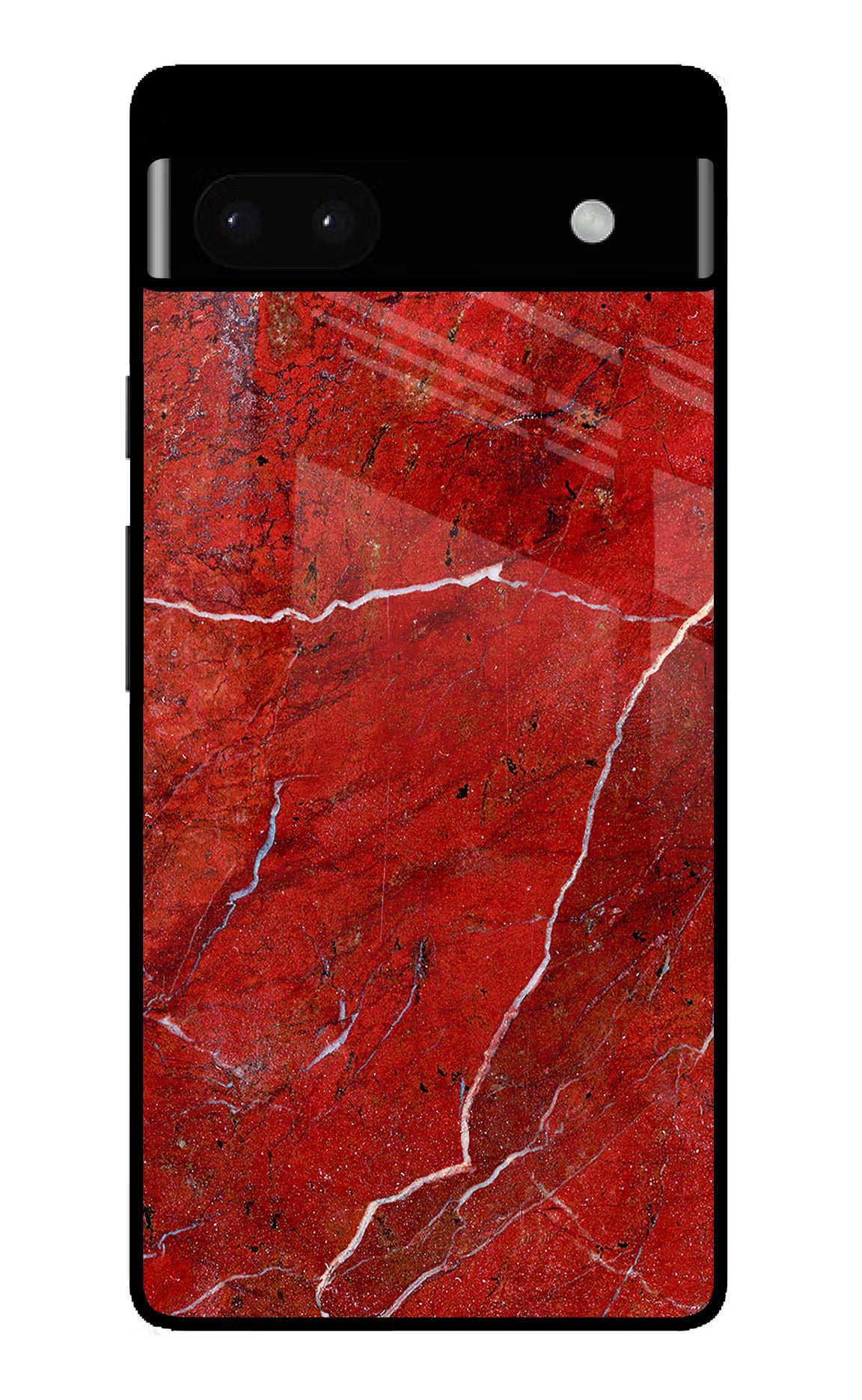 Red Marble Design Google Pixel 6A Glass Case Back Cover by Casekaro