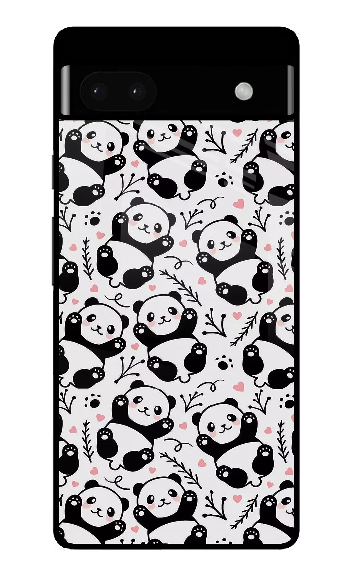 Cute Panda Google Pixel 6A Glass Case Back Cover by Casekaro