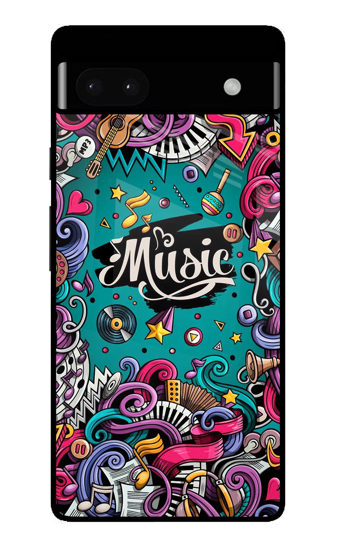 Music Graffiti Google Pixel 6A Glass Case Back Cover by Casekaro