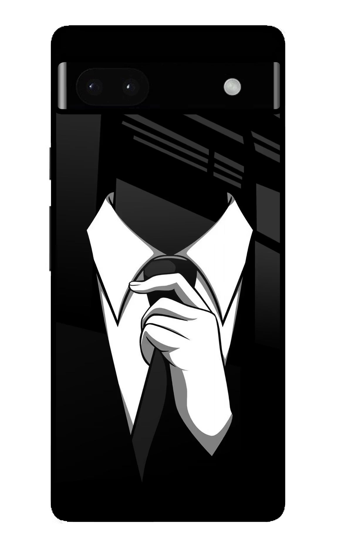 Black Tie Google Pixel 6A Glass Case Back Cover by Casekaro
