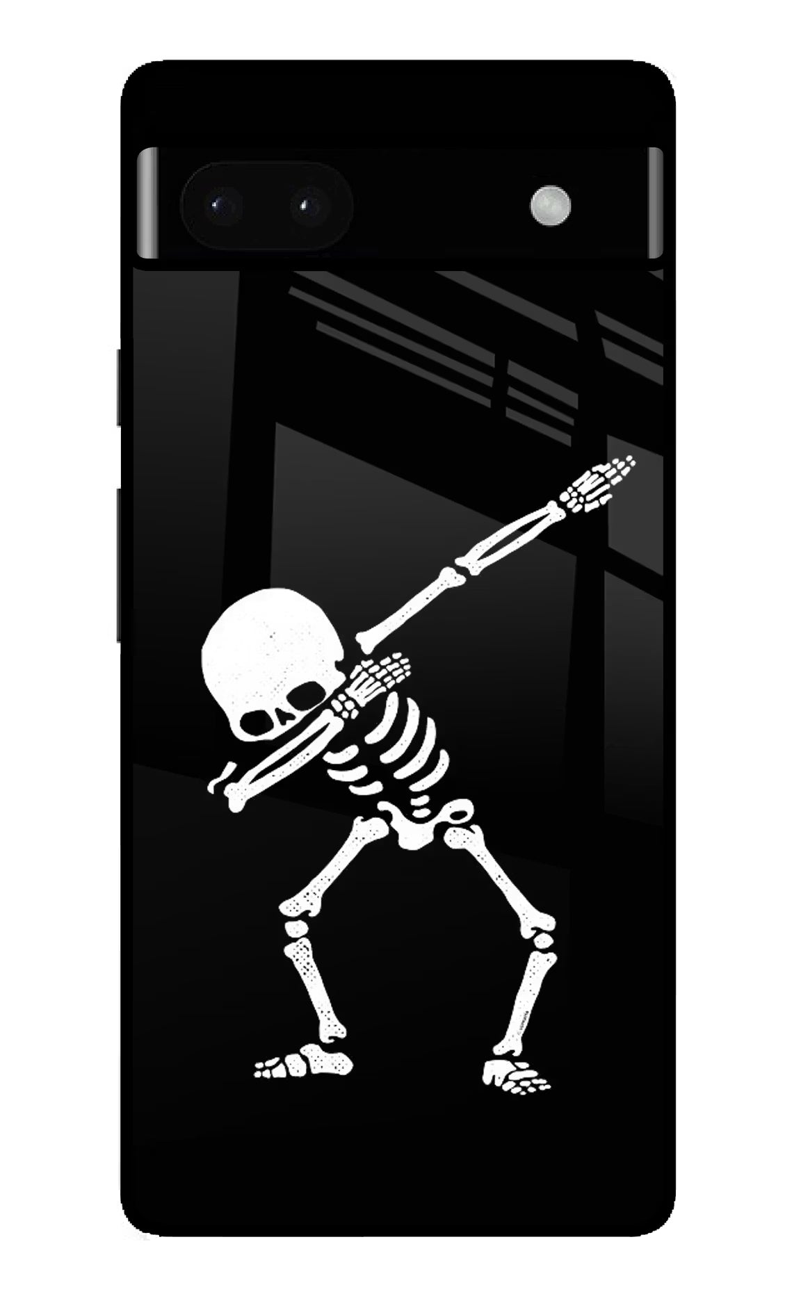 Dabbing Skeleton Art Google Pixel 6A Glass Case Back Cover by Casekaro