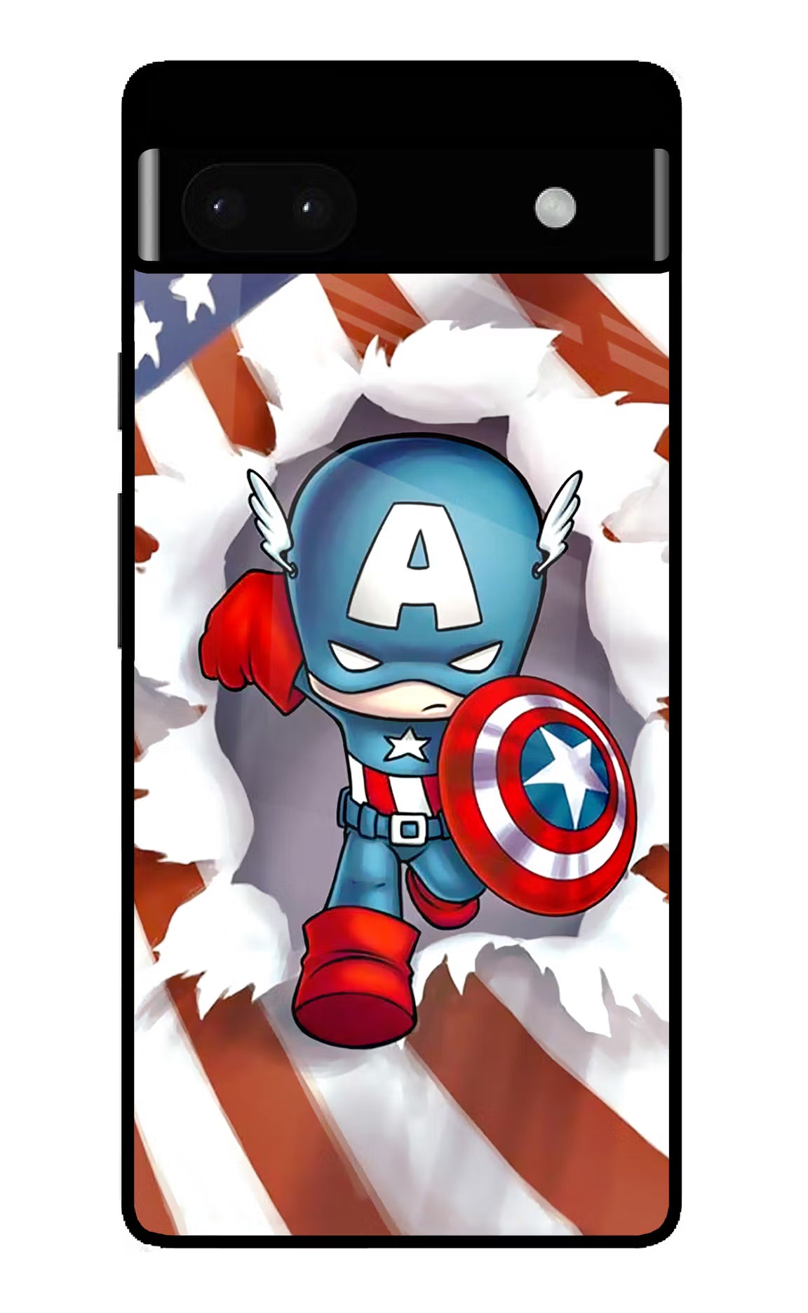 Captain America Google Pixel 6A Glass Case Back Cover by Casekaro