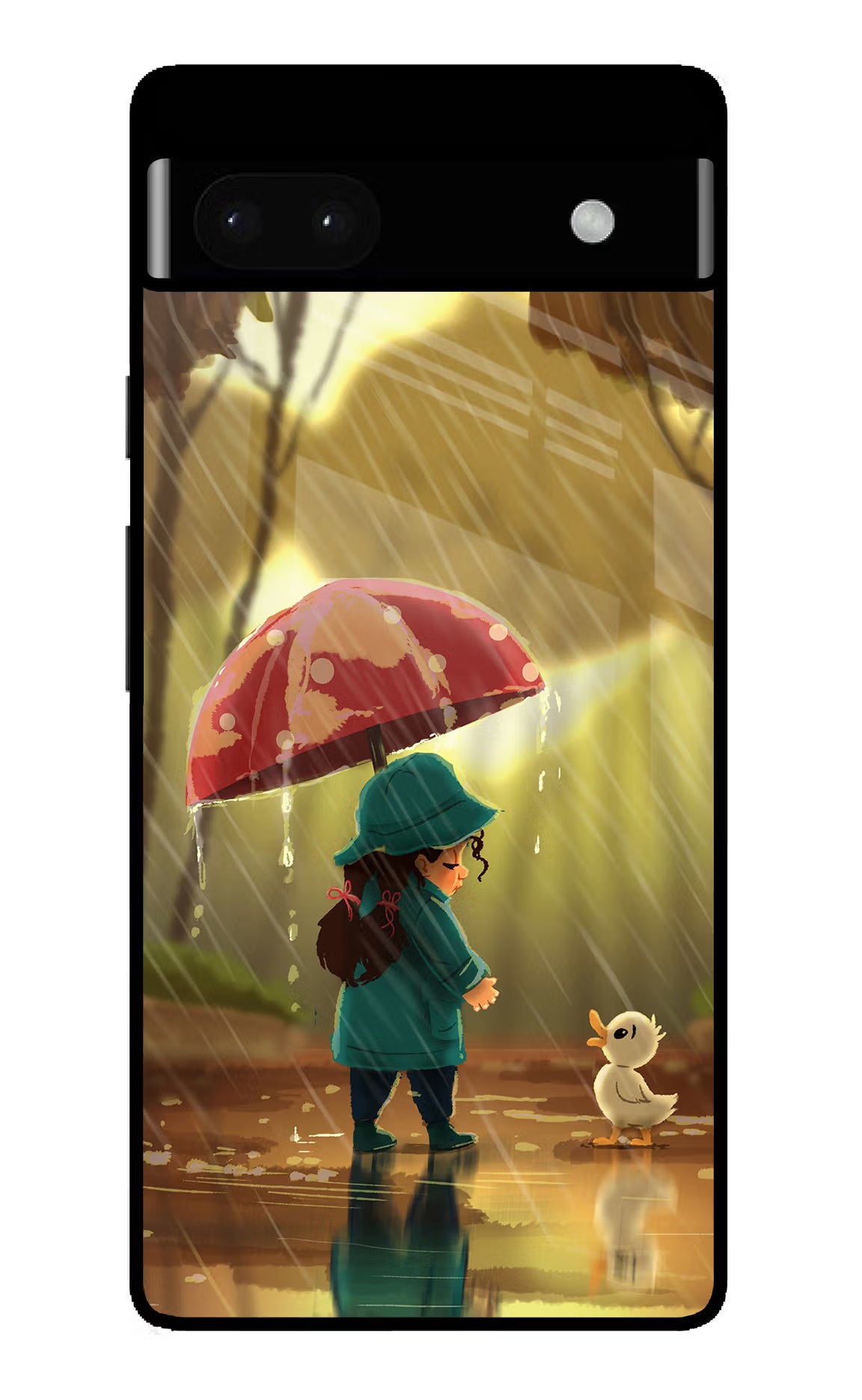 Rainy Day Google Pixel 6A Glass Case Back Cover by Casekaro