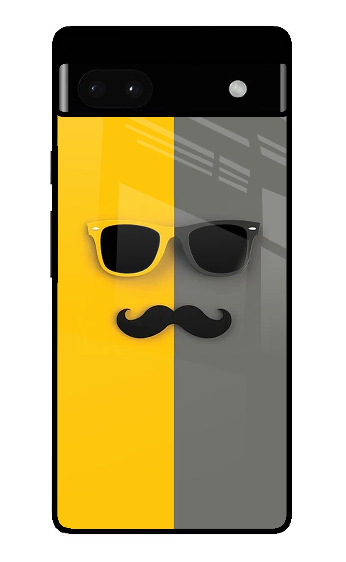 Sunglasses with Mustache Google Pixel 6A Glass Case Back Cover by Casekaro