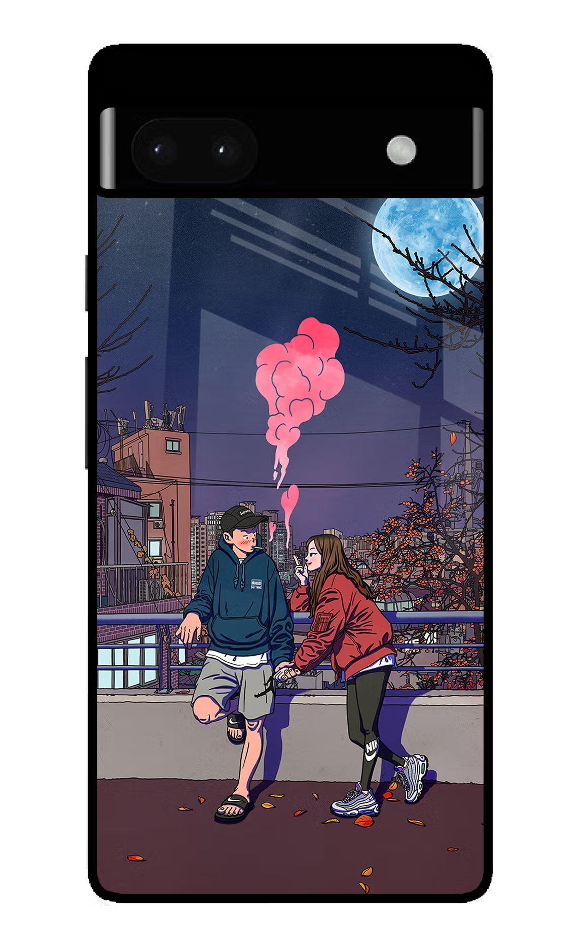 Chilling Couple Google Pixel 6A Glass Case Back Cover by Casekaro