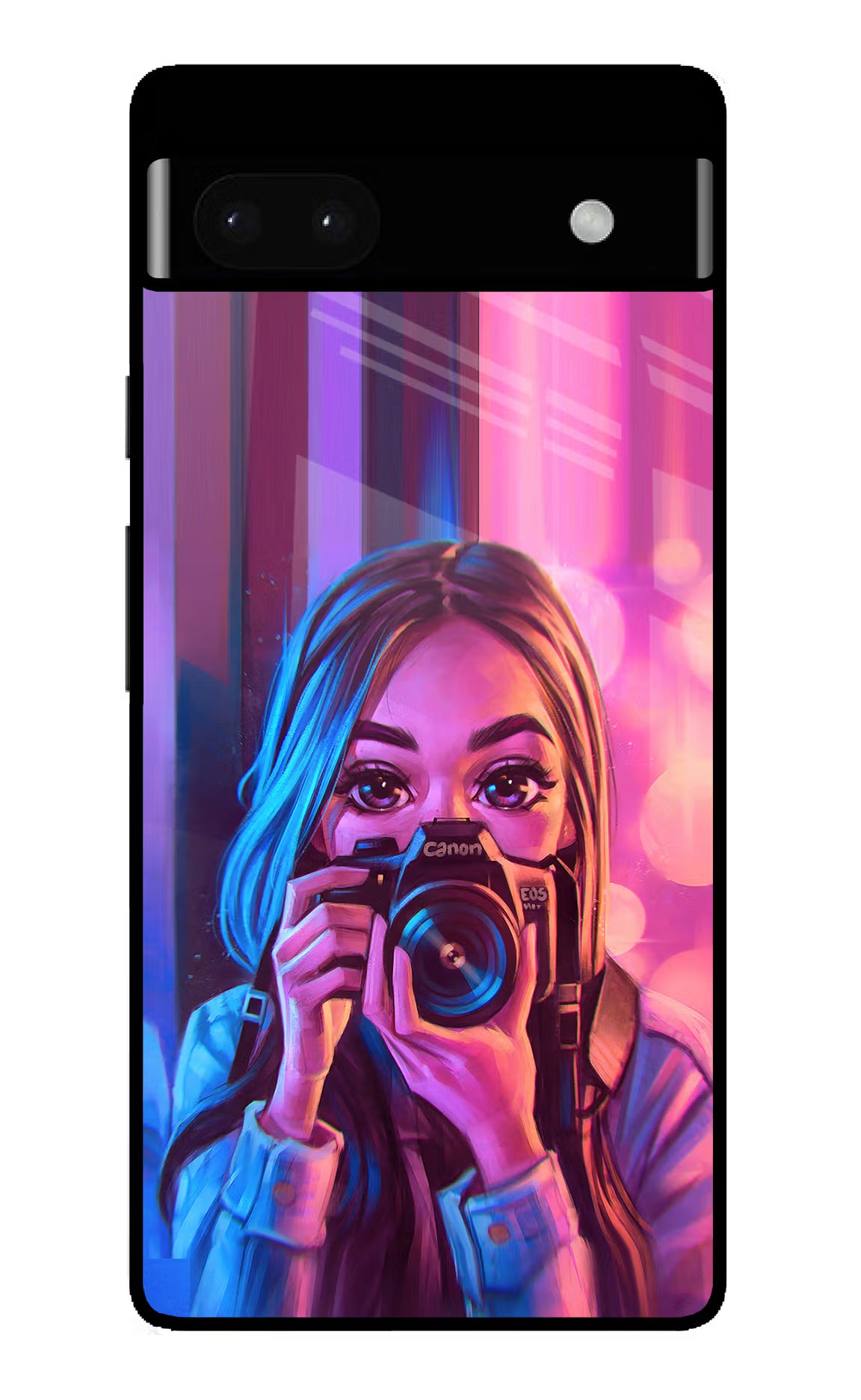 Girl Photographer Google Pixel 6A Glass Case Back Cover by Casekaro
