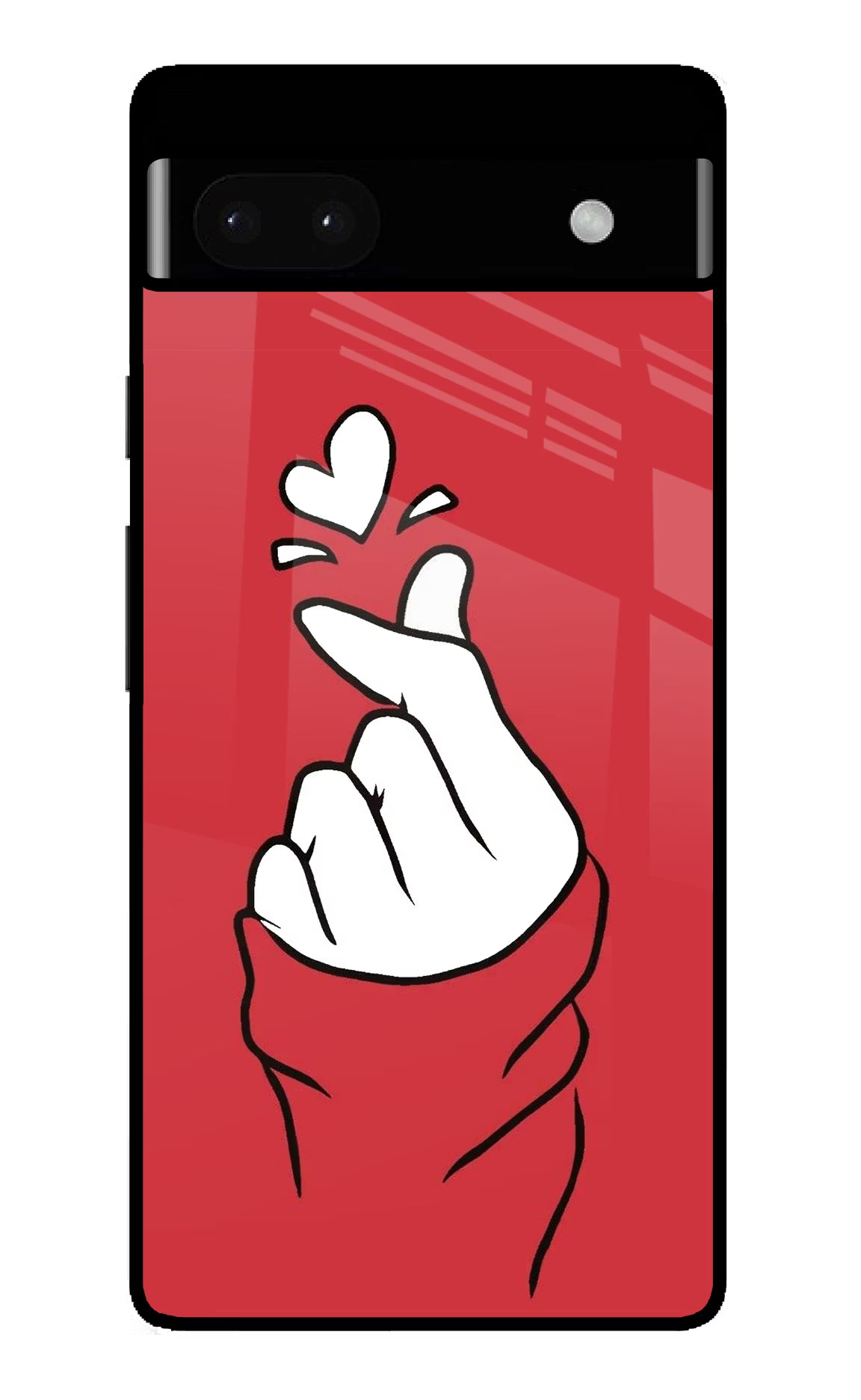 Korean Love Sign Google Pixel 6A Glass Case Back Cover by Casekaro