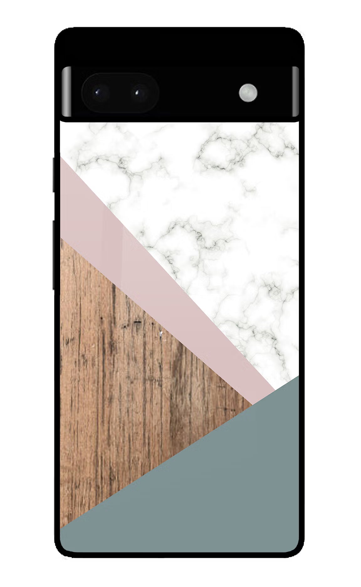 Marble wood Abstract Google Pixel 6A Glass Case Back Cover by Casekaro