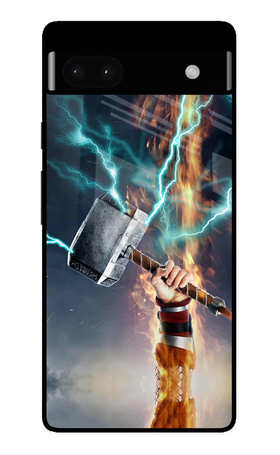 Thor Hammer Mjolnir Google Pixel 6A Glass Case Back Cover by Casekaro