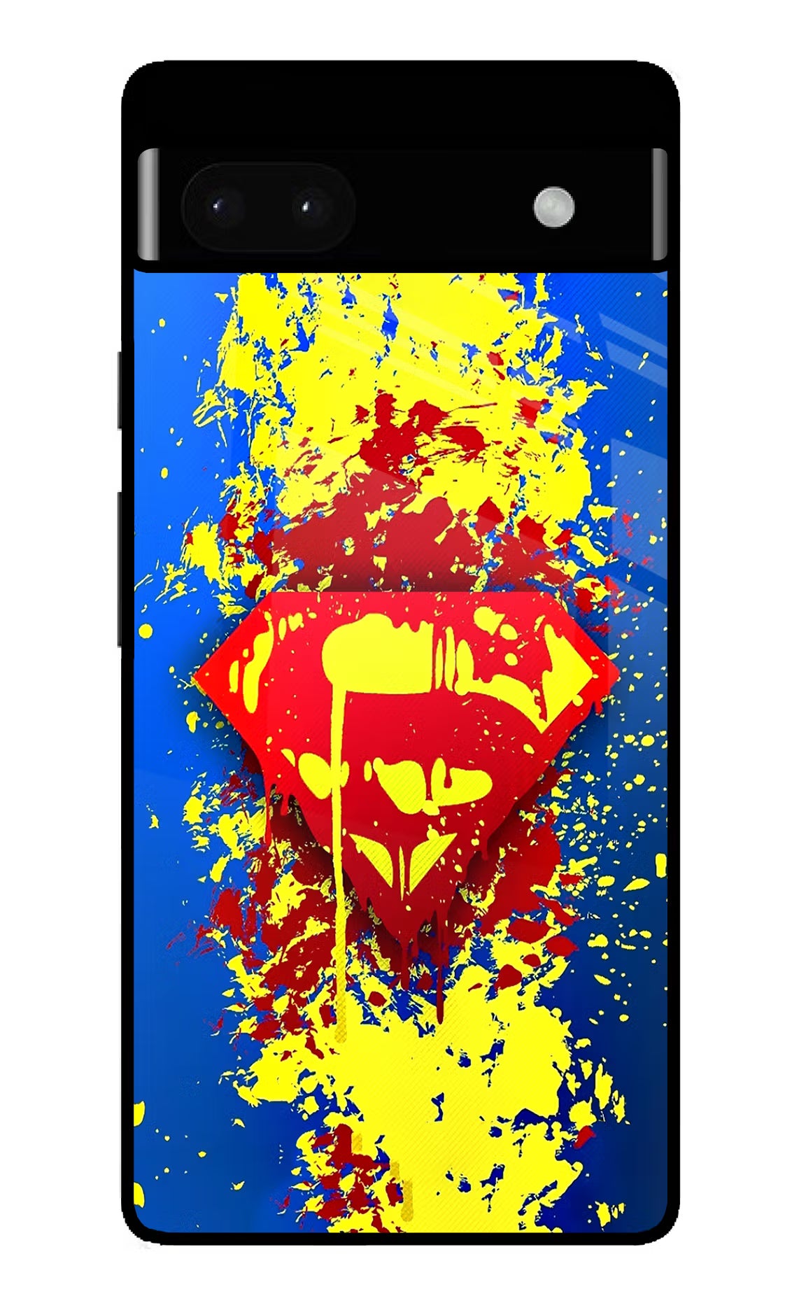 Superman logo Google Pixel 6A Glass Case Back Cover by Casekaro