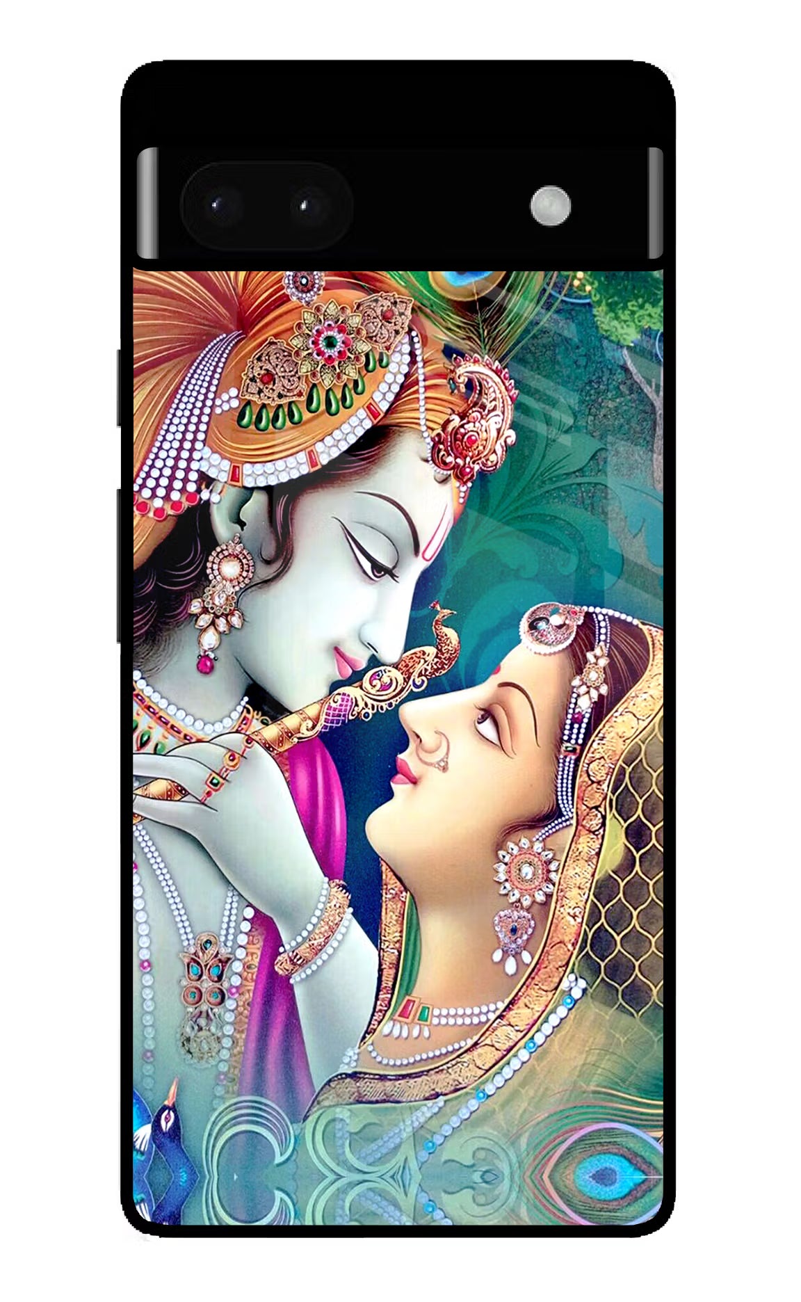Lord Radha Krishna Google Pixel 6A Glass Case Back Cover by Casekaro