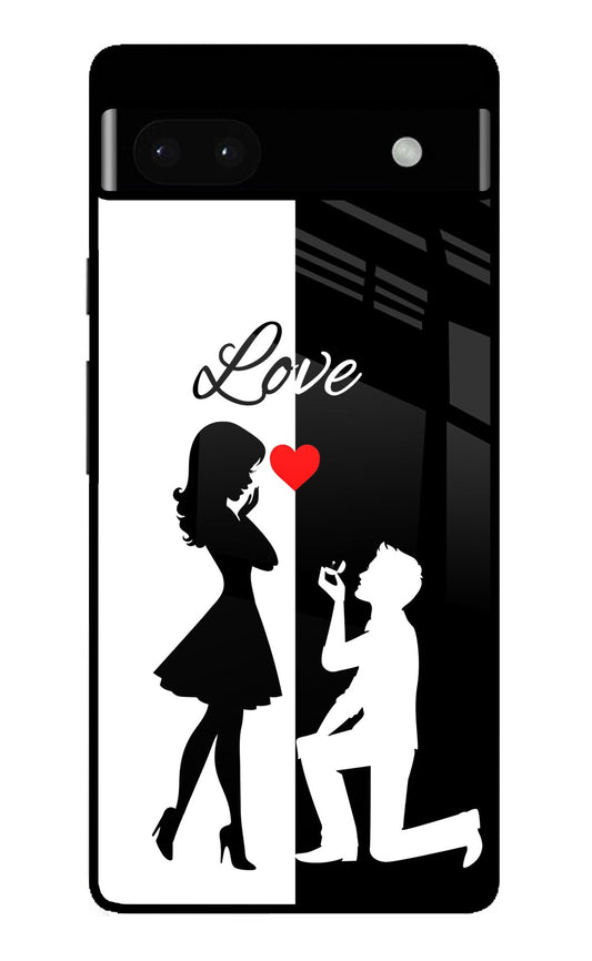 Love Propose Black And White Google Pixel 6A Glass Case