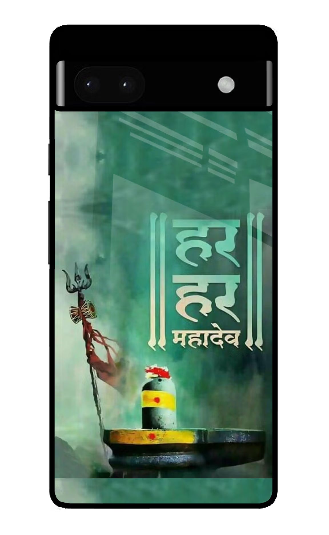Har Har Mahadev Shivling Google Pixel 6A Glass Case Back Cover by Casekaro