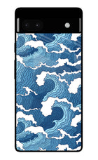 Blue Waves Google Pixel 6A Glass Case Back Cover by Casekaro