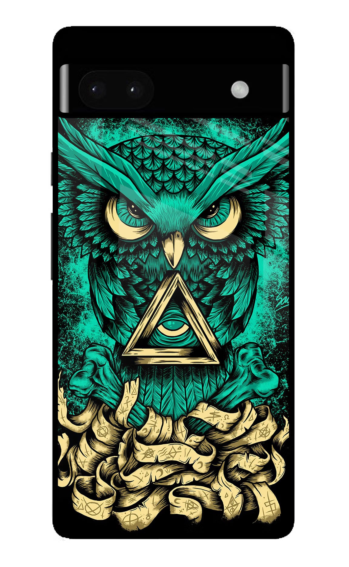 Green Owl Google Pixel 6A Glass Case Back Cover by Casekaro